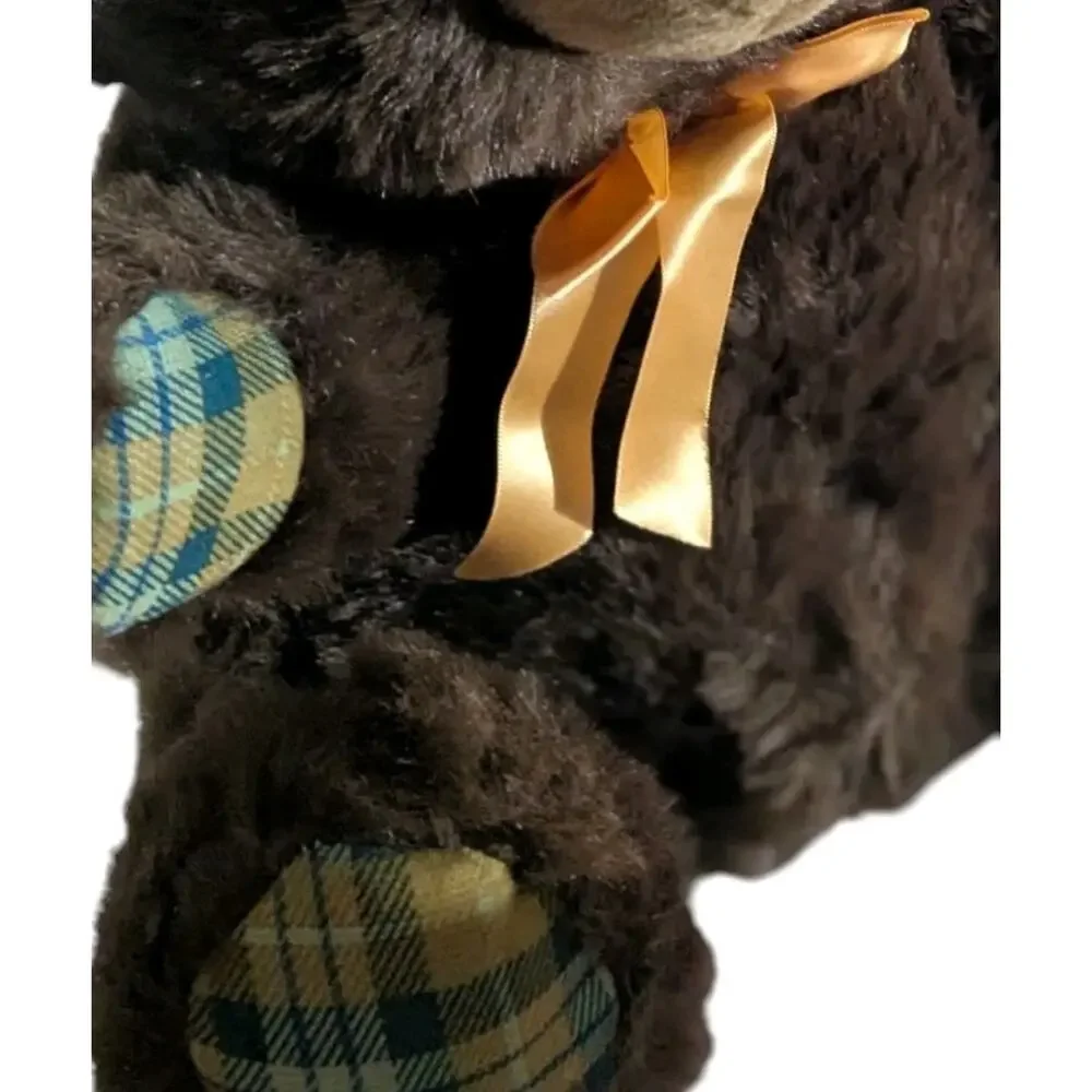 Vtg Dan Dee Soft Expressions Teddy Bear Plush Brown Plaid Paws Bow NWT 16